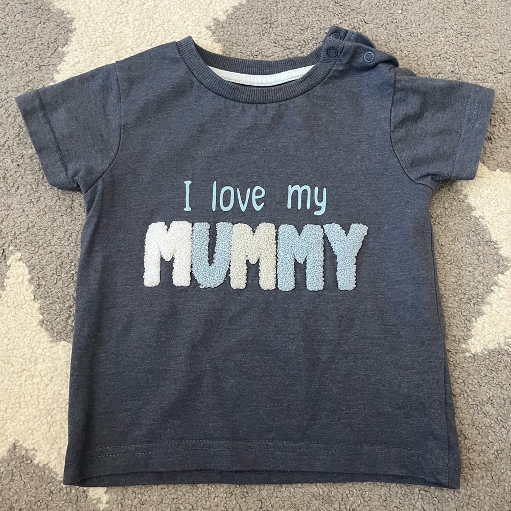 Sainsbury’s “I love my Mummy” tshirt.  Size 12-18 months